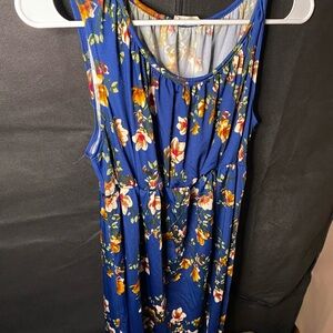 NEW! Floral Blue Sleeveless Dress